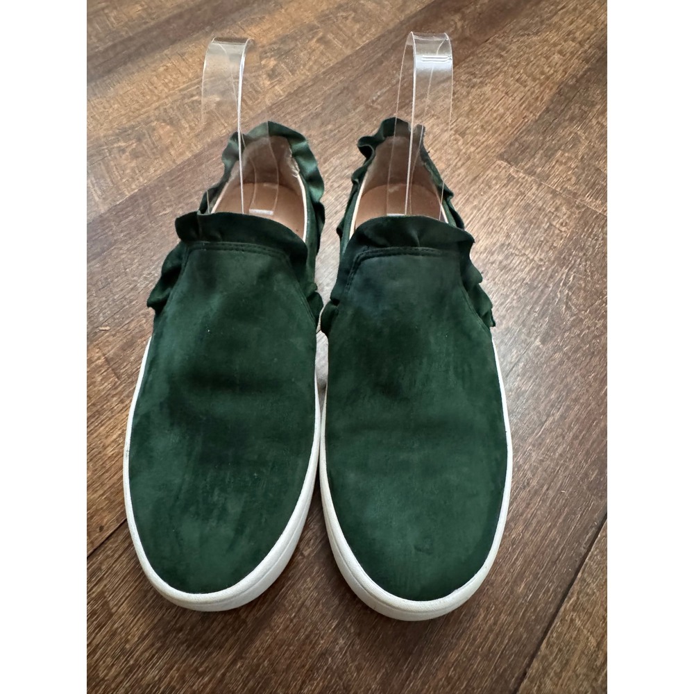 Kate Spade New York Green Suede Ruffle Slip On Sneakers Women's Size 6